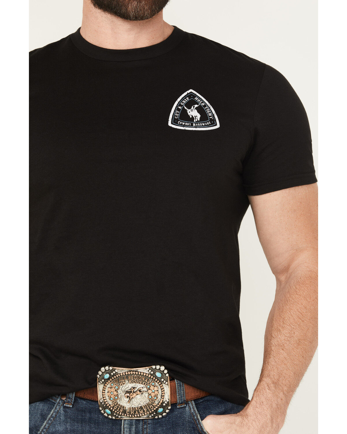 Image #3 - Cowboy Hardware Men's Get A Grip Short Sleeve Graphic T-Shirt, Black, hi-res