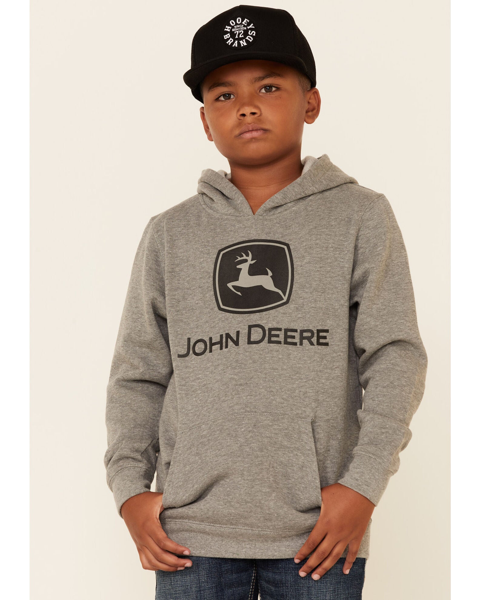 John Deere Boys' Trademark Logo Sleeve Graphic Hooded Sweatshirt | Boot Barn