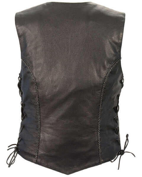 Image #2 - Milwaukee Leather Women's Braided Side Lace Lightweight Snap Front Vest - 5X, Black, hi-res