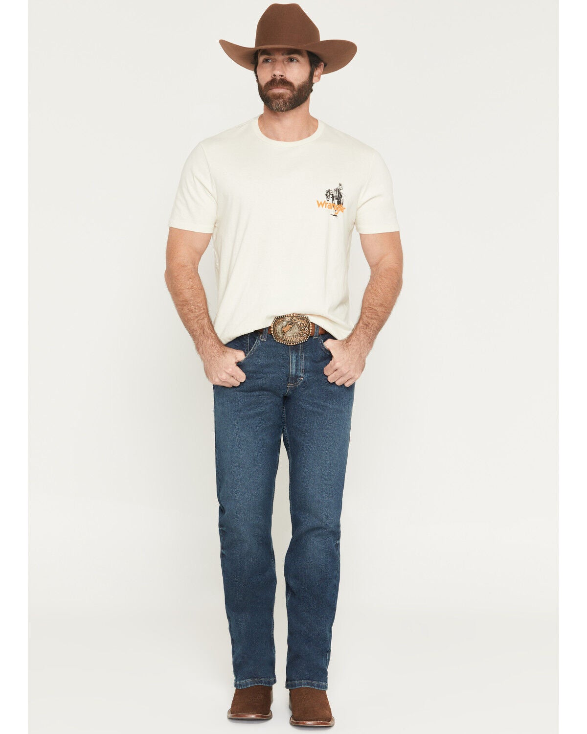 Wrangler 20X Men's 42MWX Wagoner Medium Wash Vintage Bootcut Stretch Denim Jeans, Medium Wash, hi-res