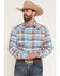 Image #1 - Wrangler Retro Men's Plaid Print Long Sleeve Snap Western Shirt, Blue, hi-res
