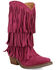 Image #1 - Dingo Girls' Wild Child Suede Fringe Western Boots - Snip Toe, Pink, hi-res
