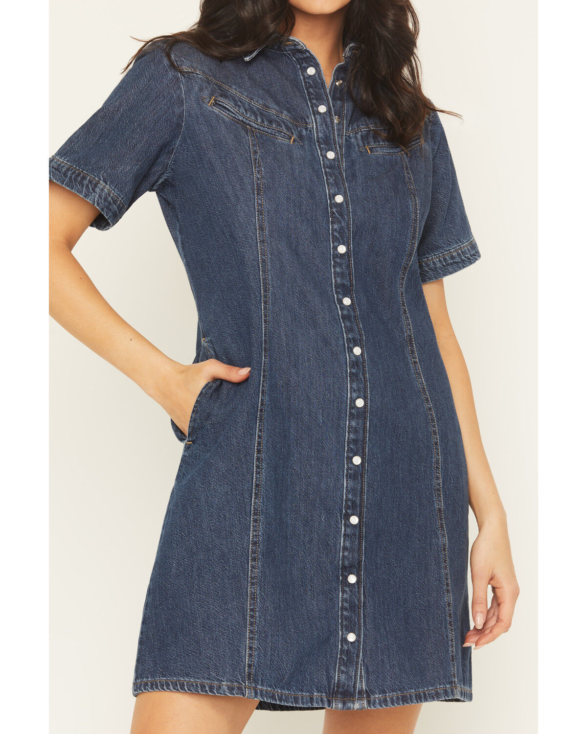Levi's Premium Women's Rinoa Dark Wash Short Sleeve Denim Mini Dress