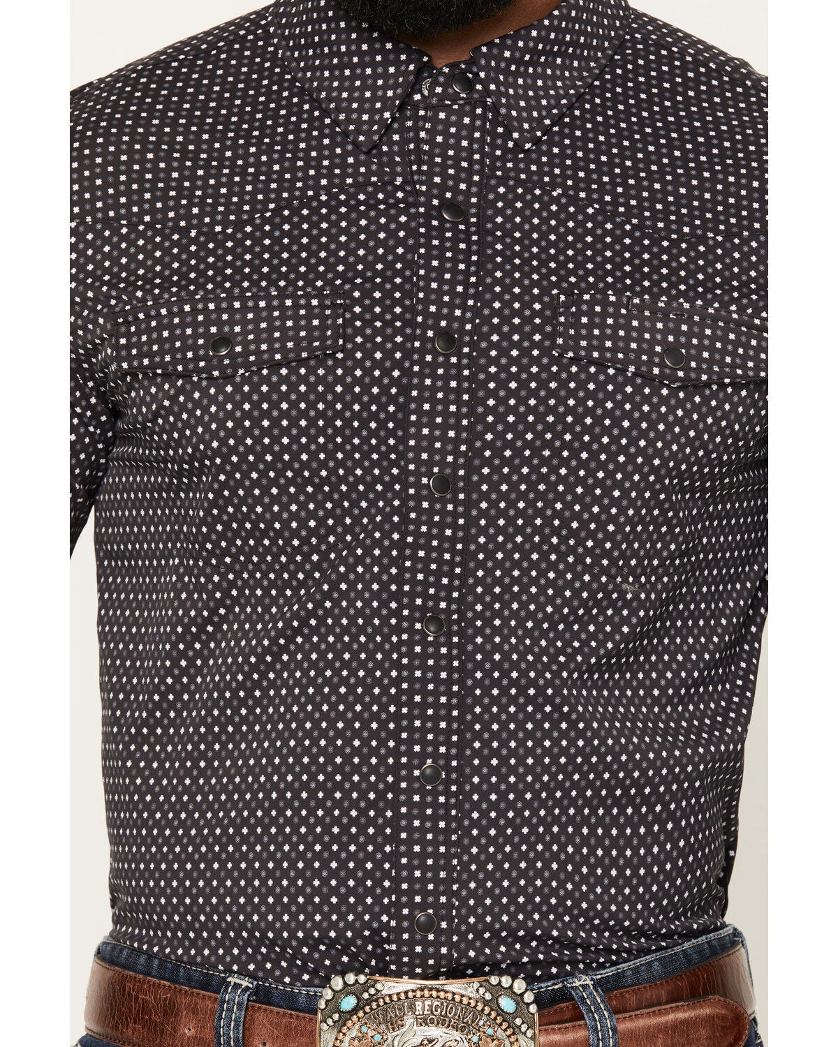Image #3 - Rock & Roll Denim Men's TEK Geo Print Long Sleeve Snap Western Shirt, Black, hi-res