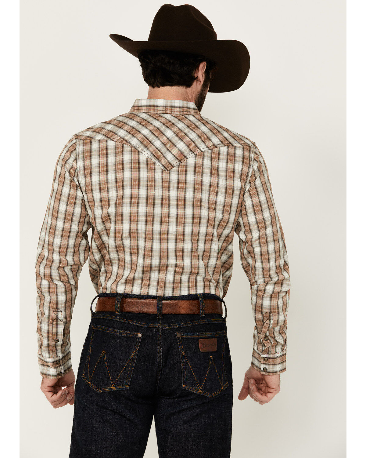 Image #4 - Cody James Men's Last Hurdle Plaid Print Long Sleeve Button-Down Stretch Western Shirt, Ivory, hi-res