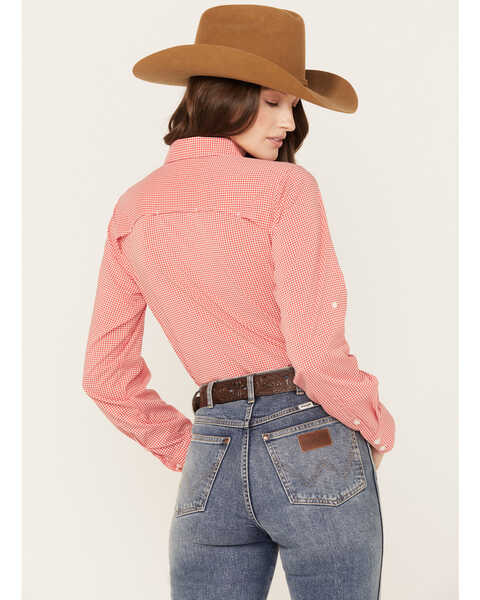 Ariat Women's VentTEK Checkered Print Long Sleeve Button Down Stretch Western Shirt, Red, hi-res