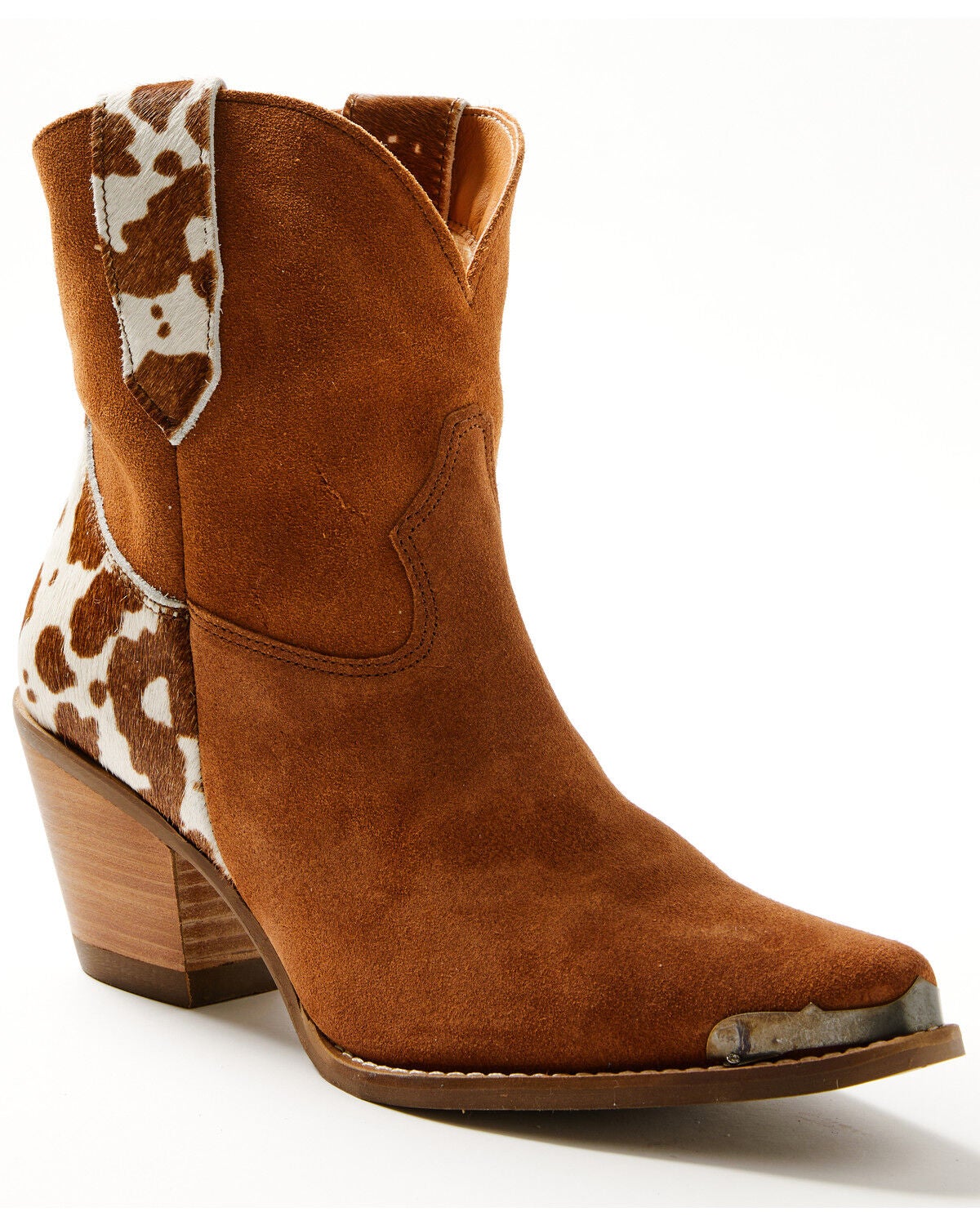 Dingo Women's Texas Charm Suede Western Booties - Round Toe, Camel, hi-res