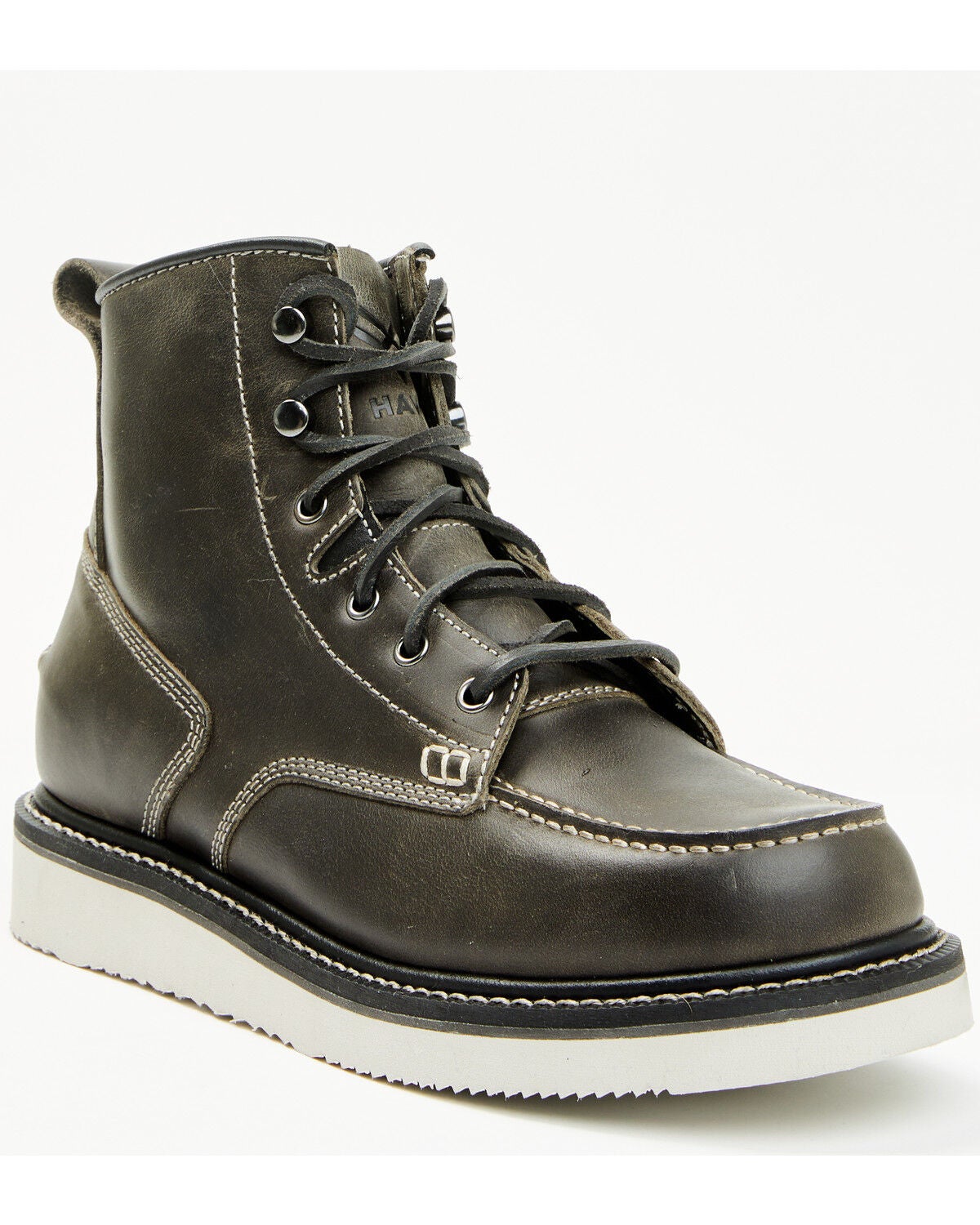 Hawx Men's 6" Lace-Up Moc Work Boots - Soft Toe, Grey, hi-res