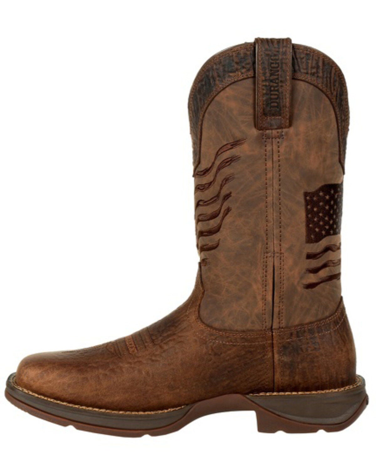 Durango Men's Rebel Brown Distressed Flag Embroidery Western Boot DDB0314