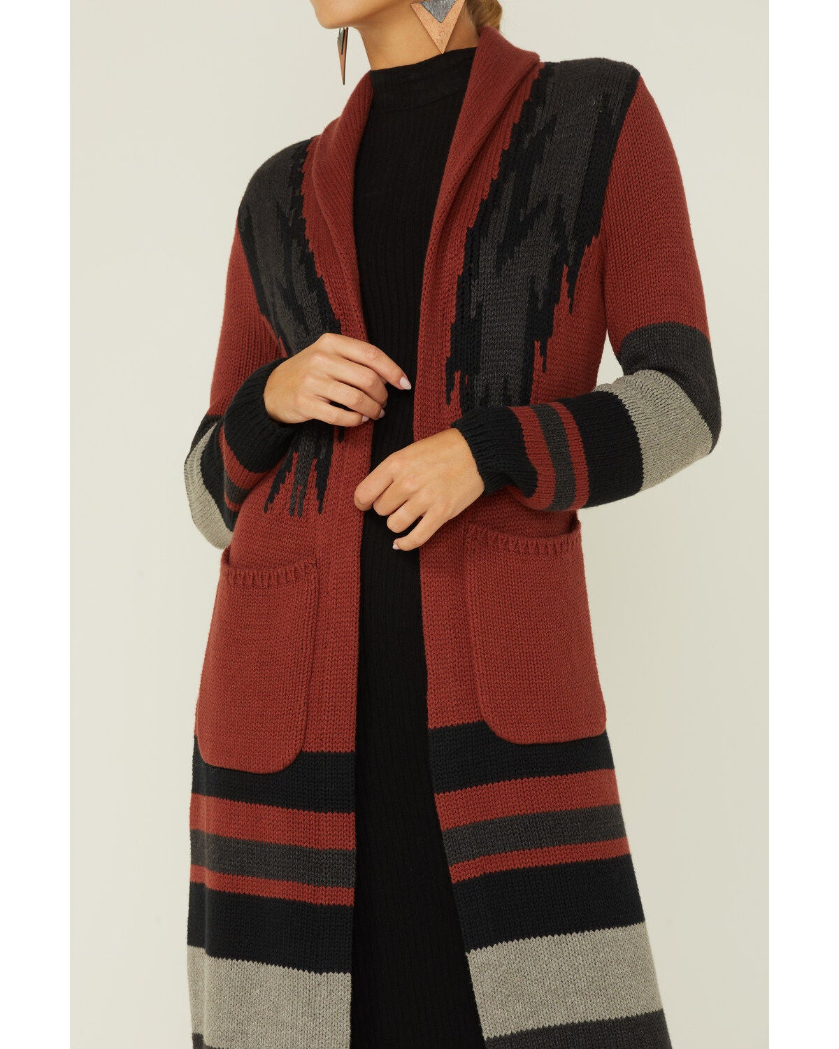 striped duster cardigan