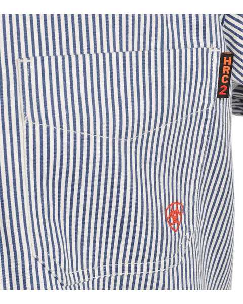 Image #2 - Ariat Men's FR Striped Long Sleeve Button Work Shirt, Blue, hi-res