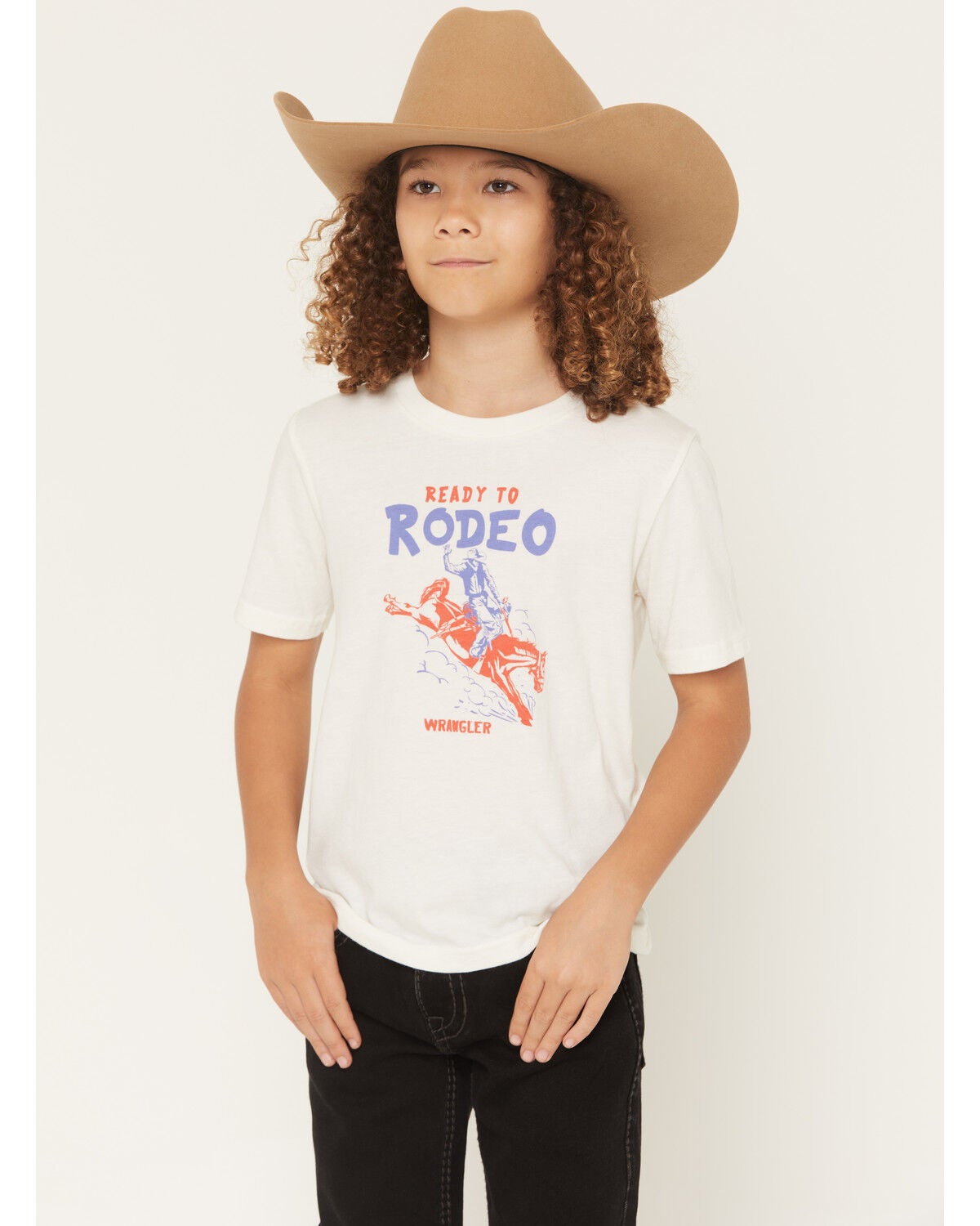 Wrangler Boys' Ready To Rodeo Short Sleeve Graphic T-Shirt, Cream, hi-res