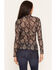 Image #4 - Wonderwest Women's Floral Horseshoe Print Long Sleeve Mesh Top, Black, hi-res