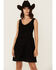Image #1 - Revel Women's Knit Bodice Tiered Short Mini Dress, Black, hi-res