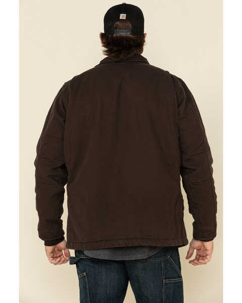 Carhartt Men's Dark Brown Washed Duck Sherpa Lined Work Coat - Tall , Dark Brown, hi-res