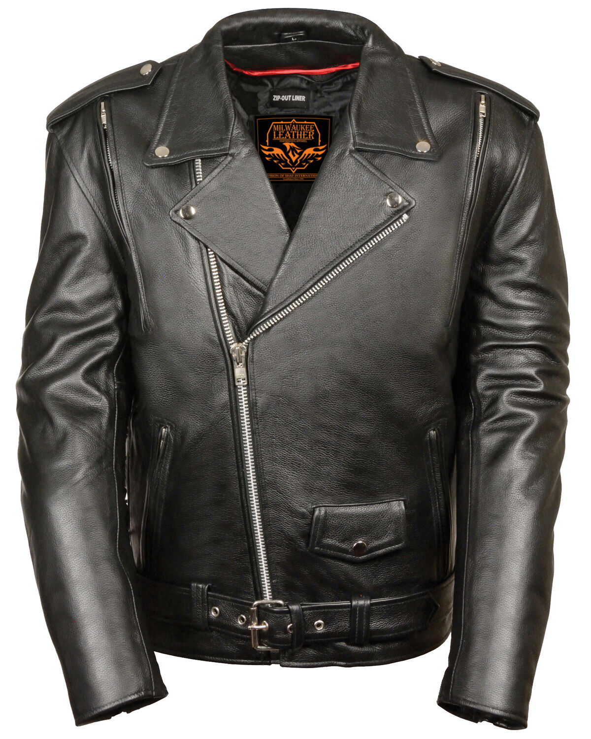 Image #1 - Milwaukee Leather Men's 3X Black Vented Side Lace Leather Motorcycle Jacket, Black, hi-res