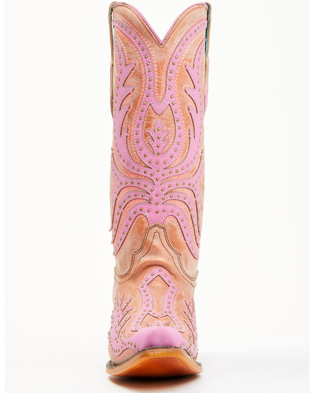 Image #5 - Corral Women's Studded Neon Blacklight Western Boots - Snip Toe, Pink, hi-res