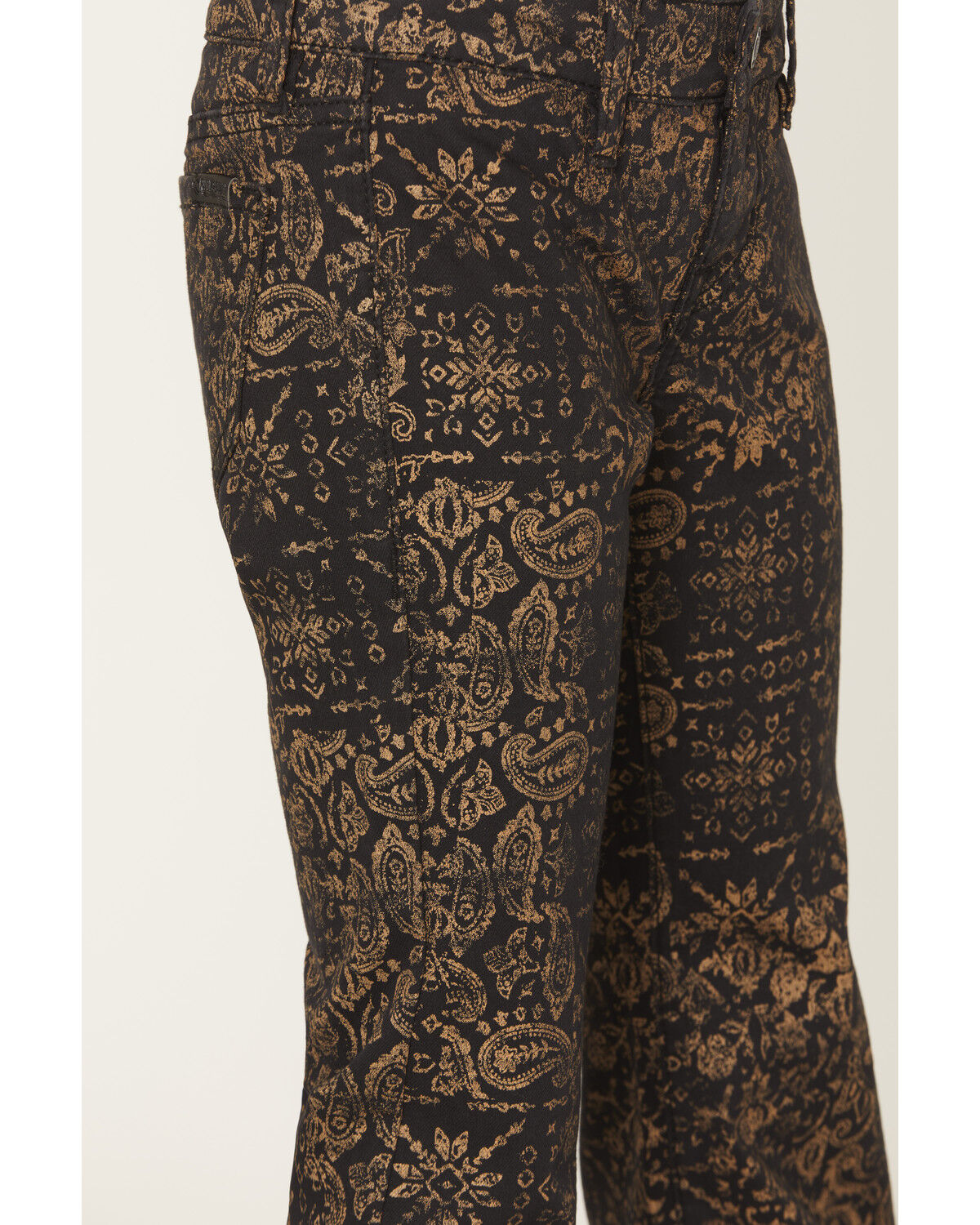 Image #2 - Rock & Roll Denim Girls' Paisley Distressed Flare Stretch Jeans, Black, hi-res