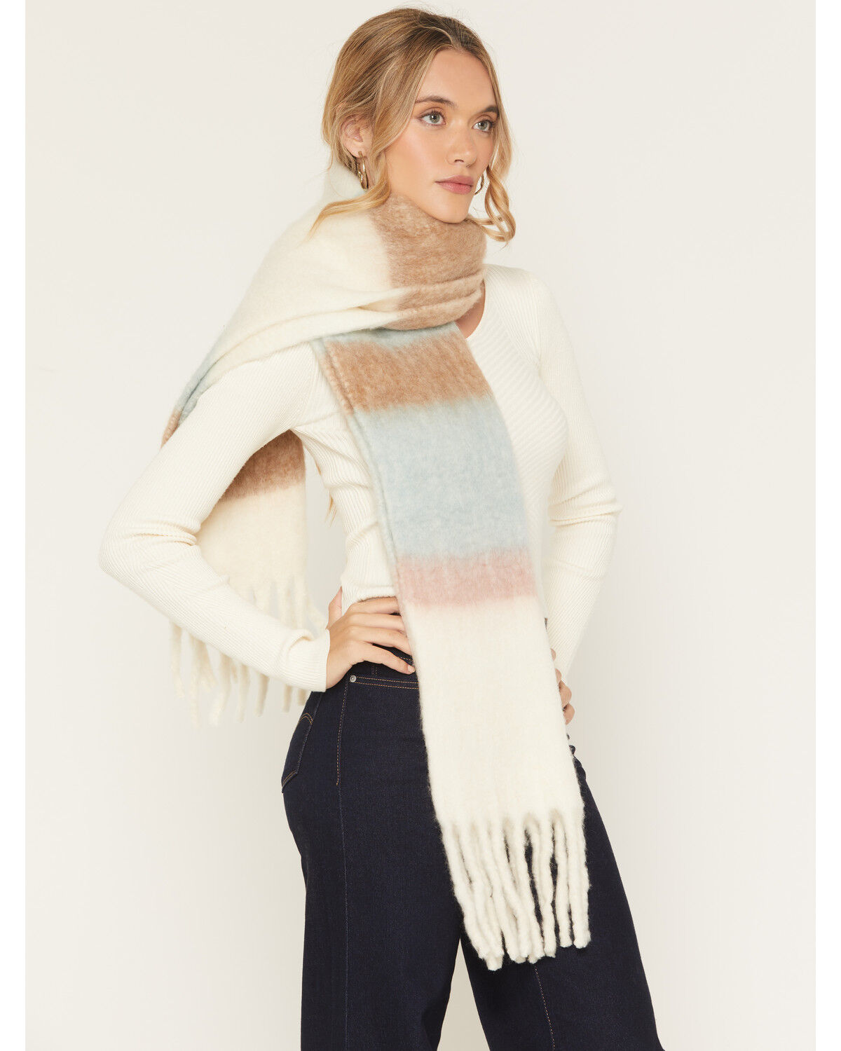 Image #1 - Shyanne Women's Fable Oversized Wool Blend Scarf, White, hi-res