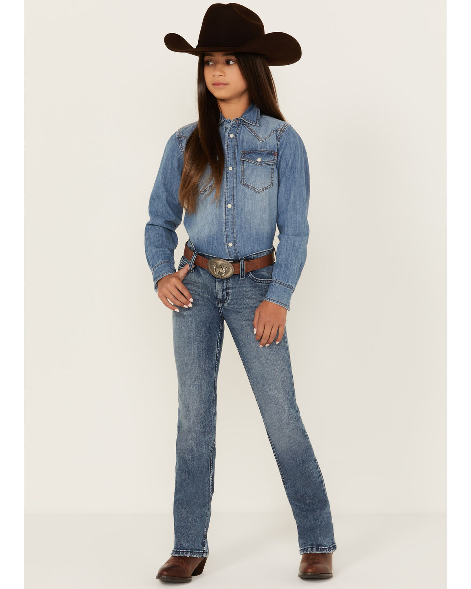 Wrangler Girls Nealy Light Wash Stretch Bootcut Jeans