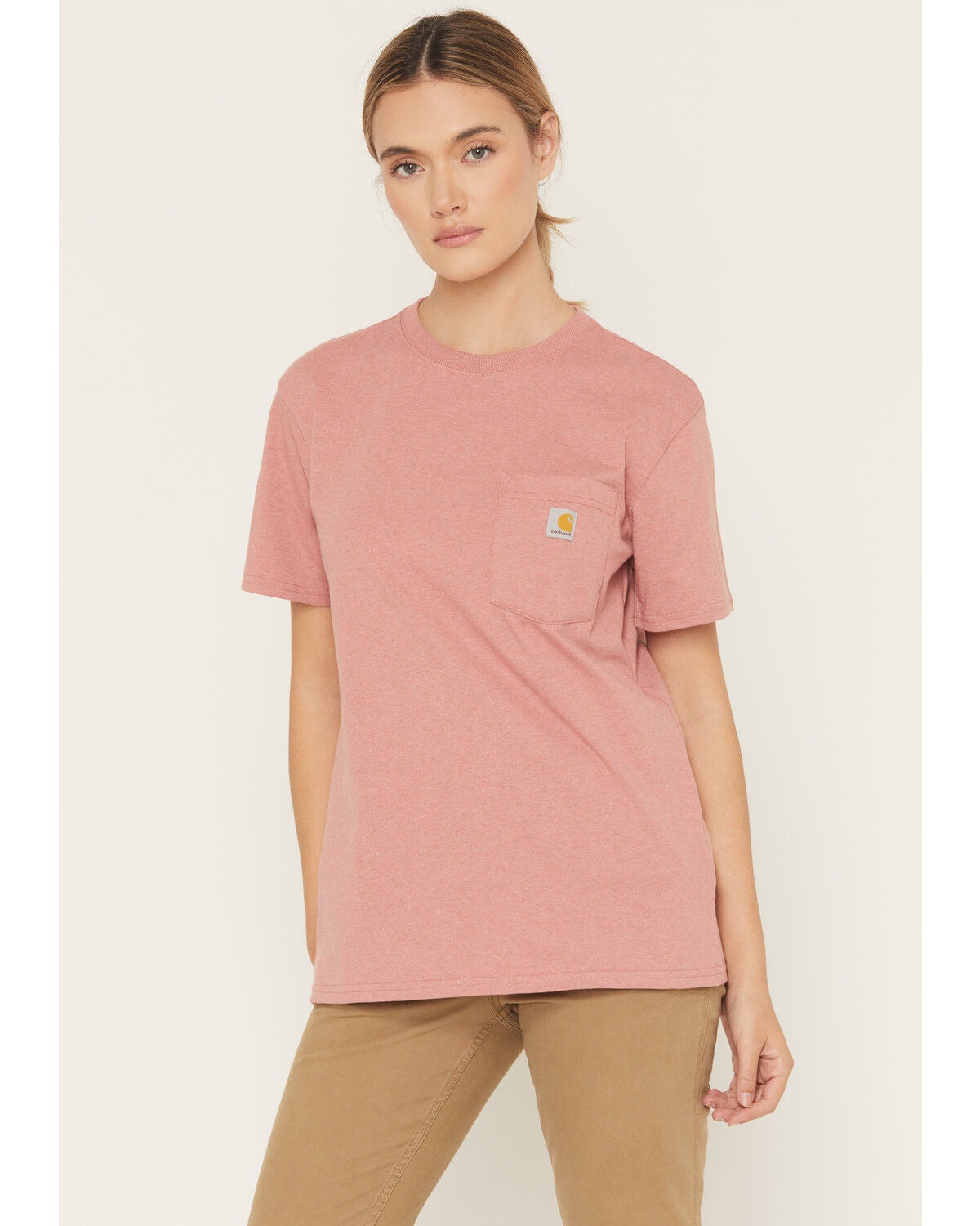 Carhartt Women's Loose Fit Heavyweight Short Sleeve Pocket T-Shirt, Rose, hi-res