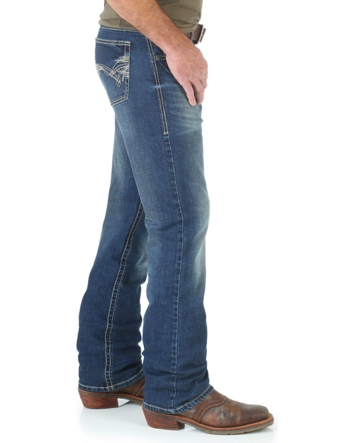 Image #2 - Wrangler 20X Men's Midland 42 Vintage Slim Bootcut Jeans, Denim, hi-res