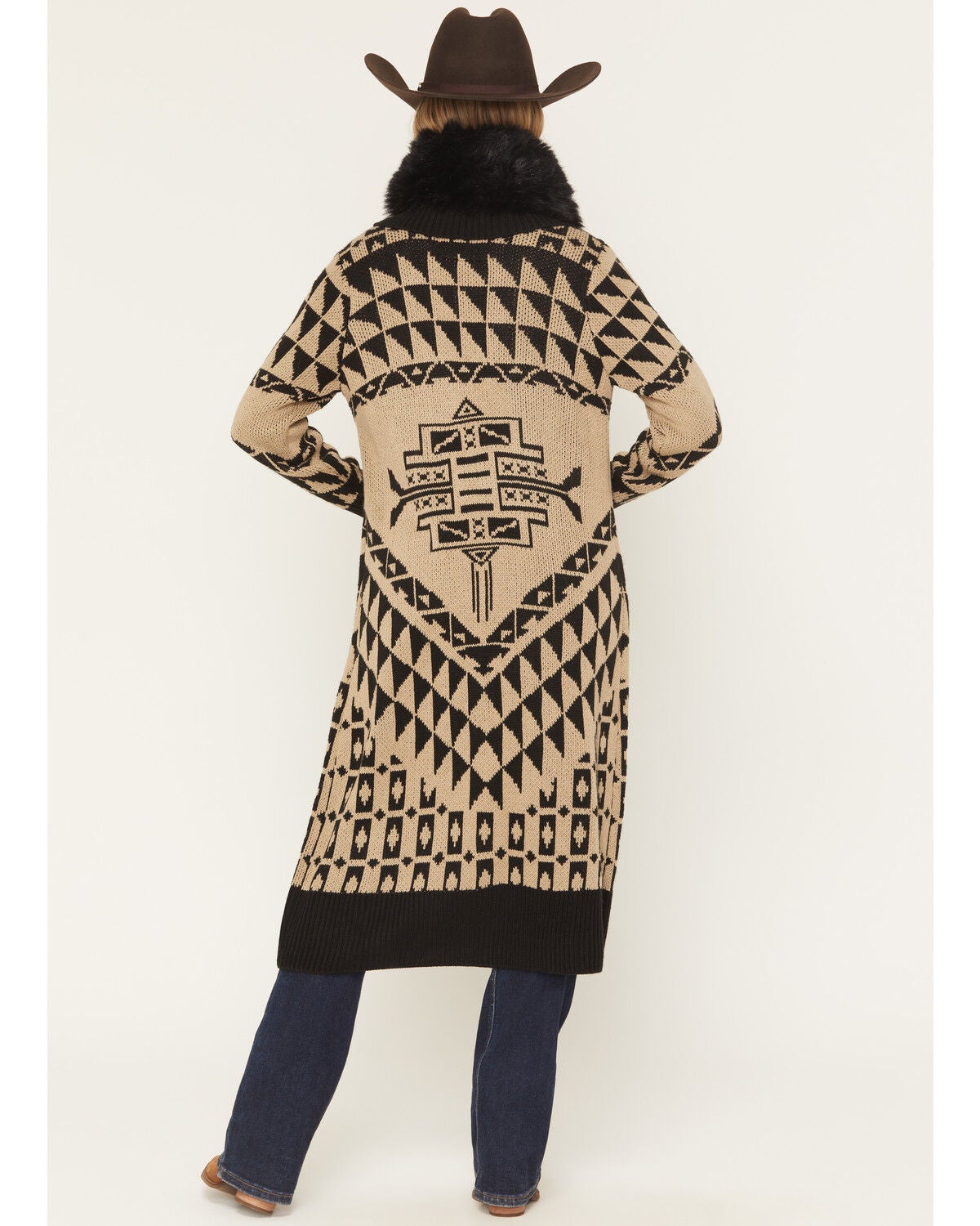 Image #4 - Powder River Outfitters Women's Southwestern Print Long Cardigan, Tan, hi-res