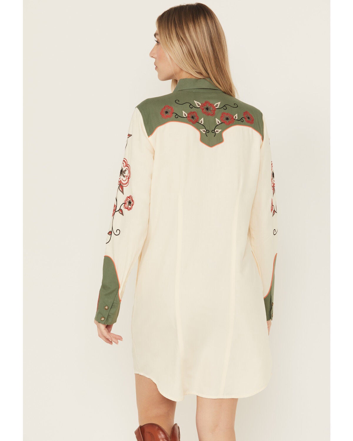 Image #4 - Panhandle Women's Retro Snap Embroidered Mini Shirt Dress, , hi-res