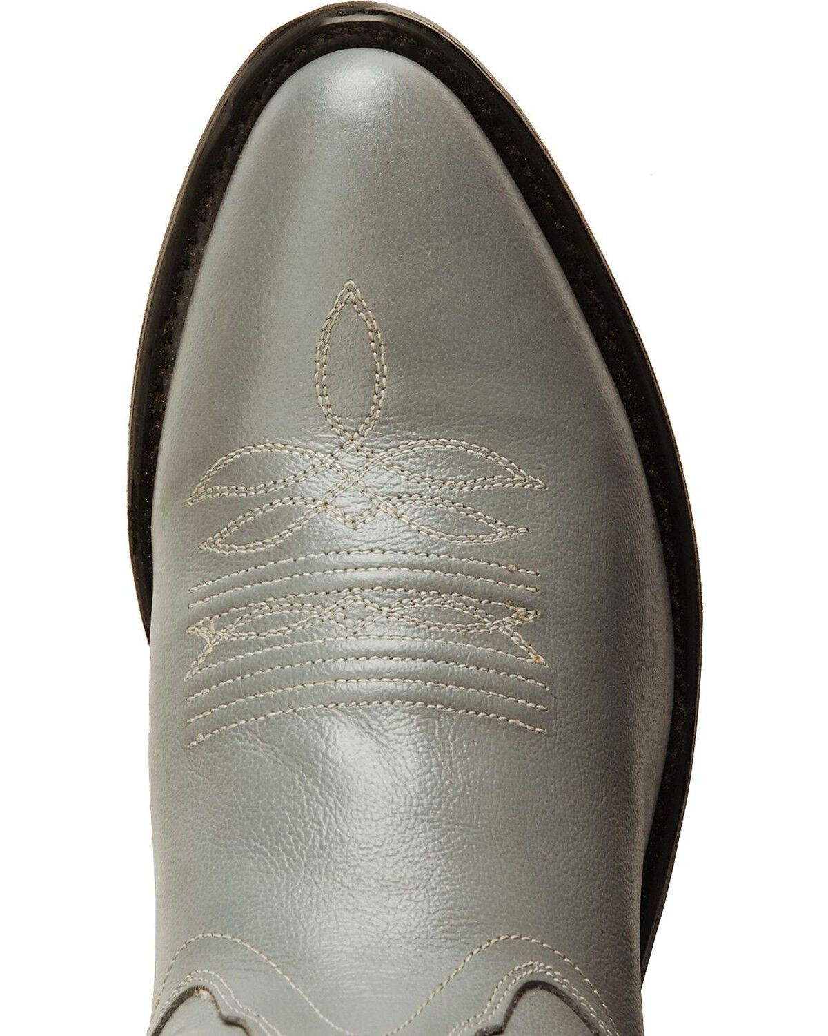 Image #6 - Old West Men's Smooth Leather Western Boots - Round Toe, Grey, hi-res