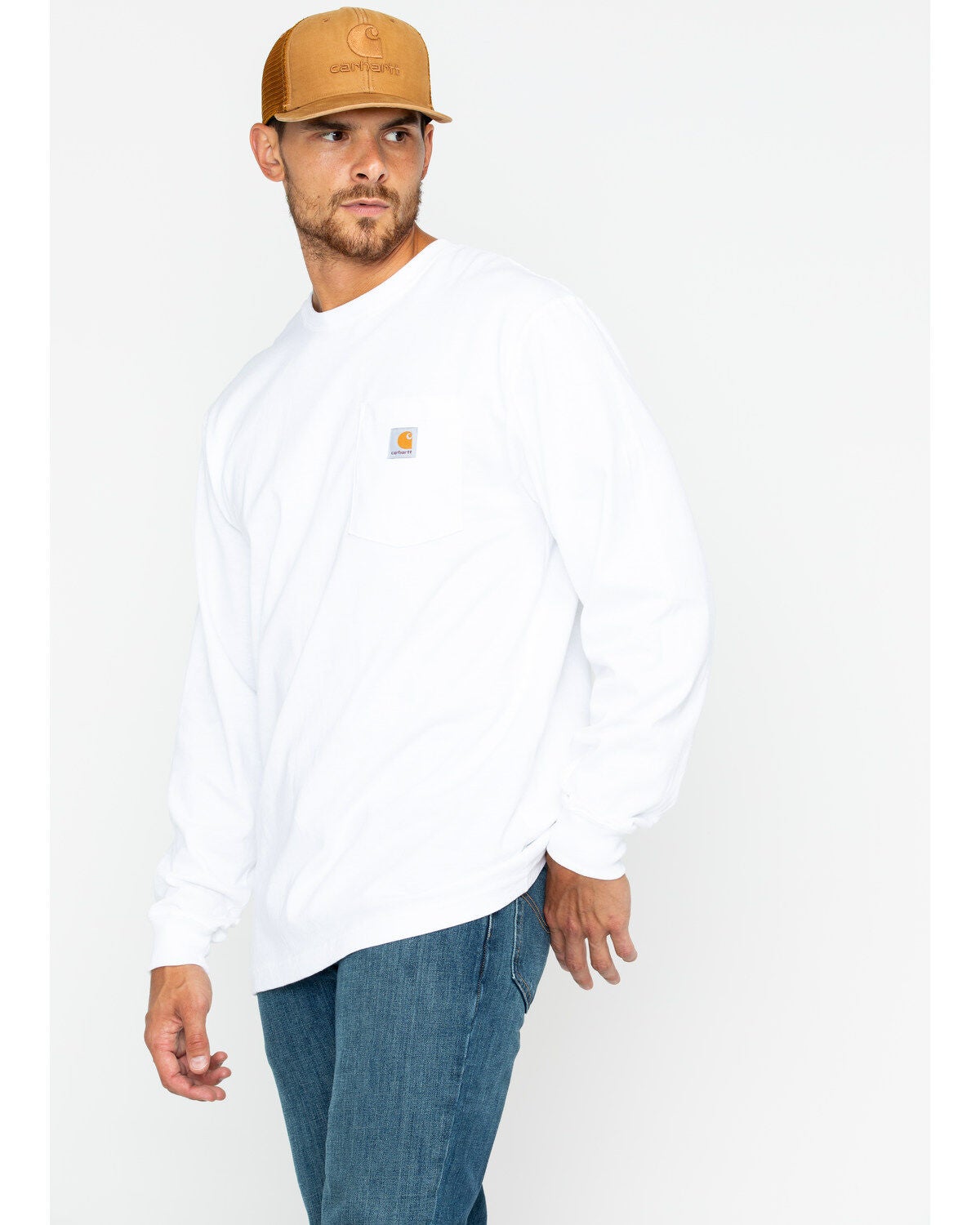 Carhartt Men's Long Sleeve Work T-Shirt, White, hi-res