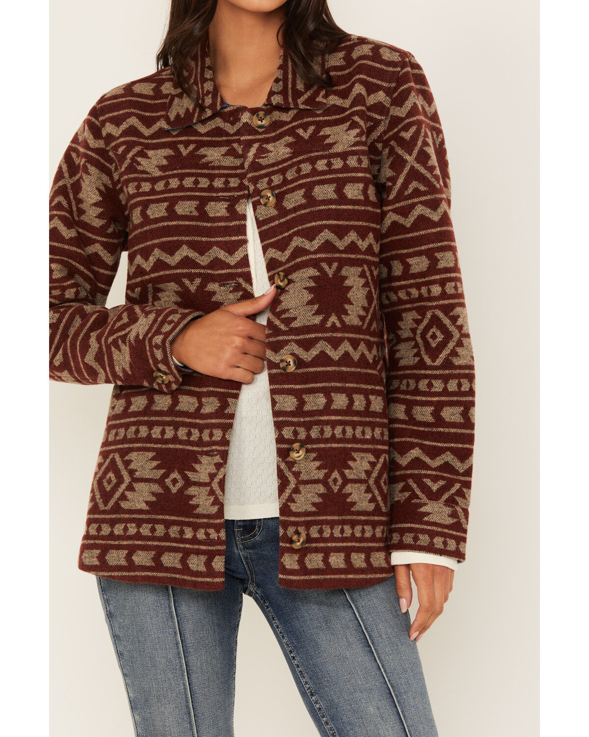 Image #3 - Idyllwind Women's Marie Southwestern Print Shacket, Pecan, hi-res