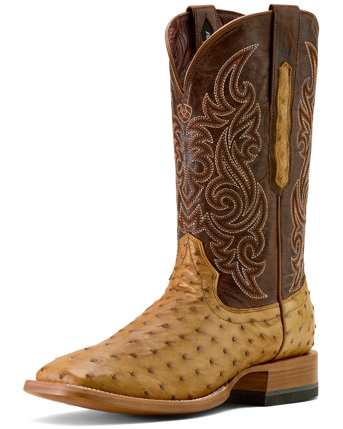 Image #3 - Ariat Men's Classic Cash Exotic Ostrich Western Boots - Broad Square Toe, Tan, hi-res