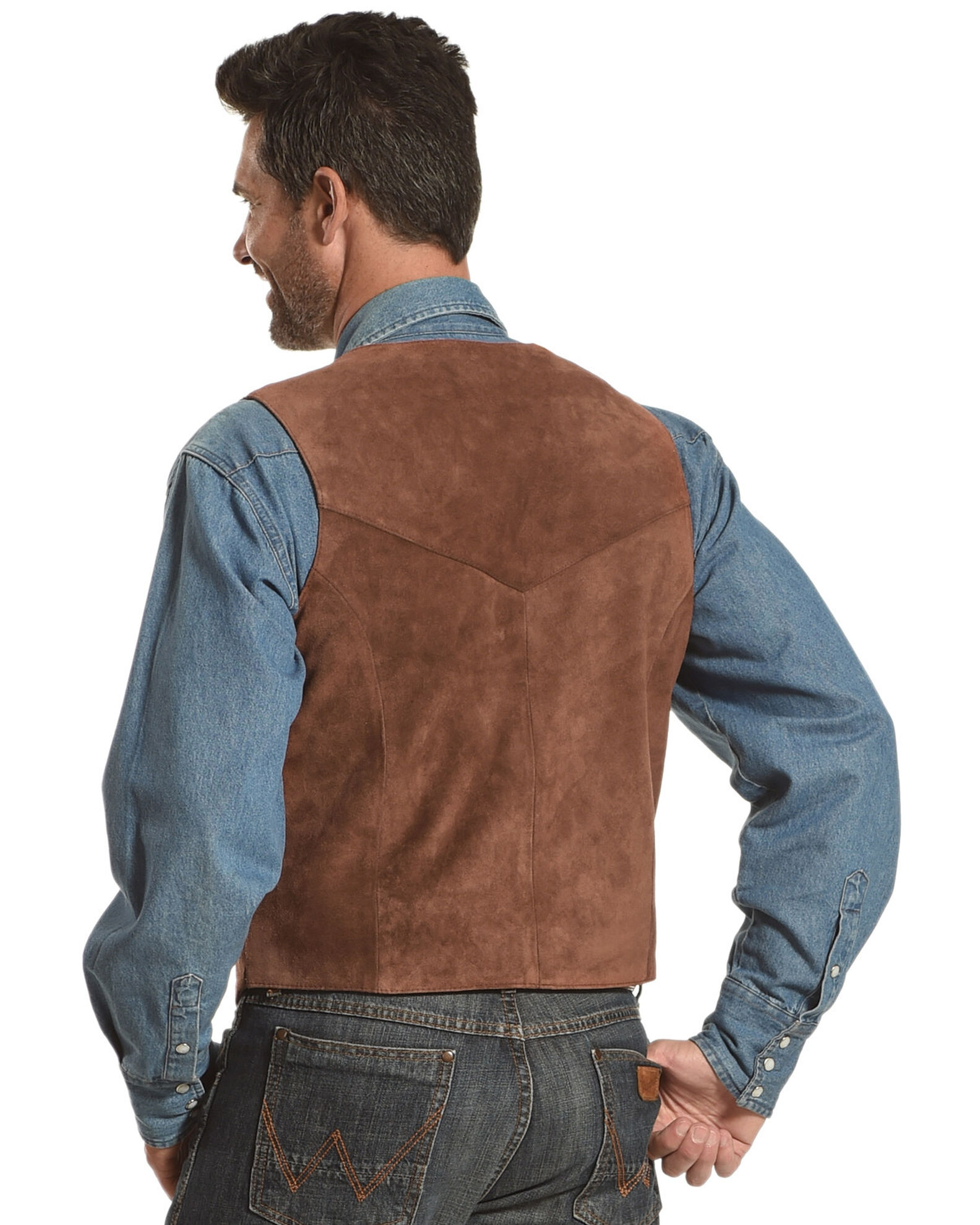 Image #3 - Roper Suede Vest, Brown, hi-res
