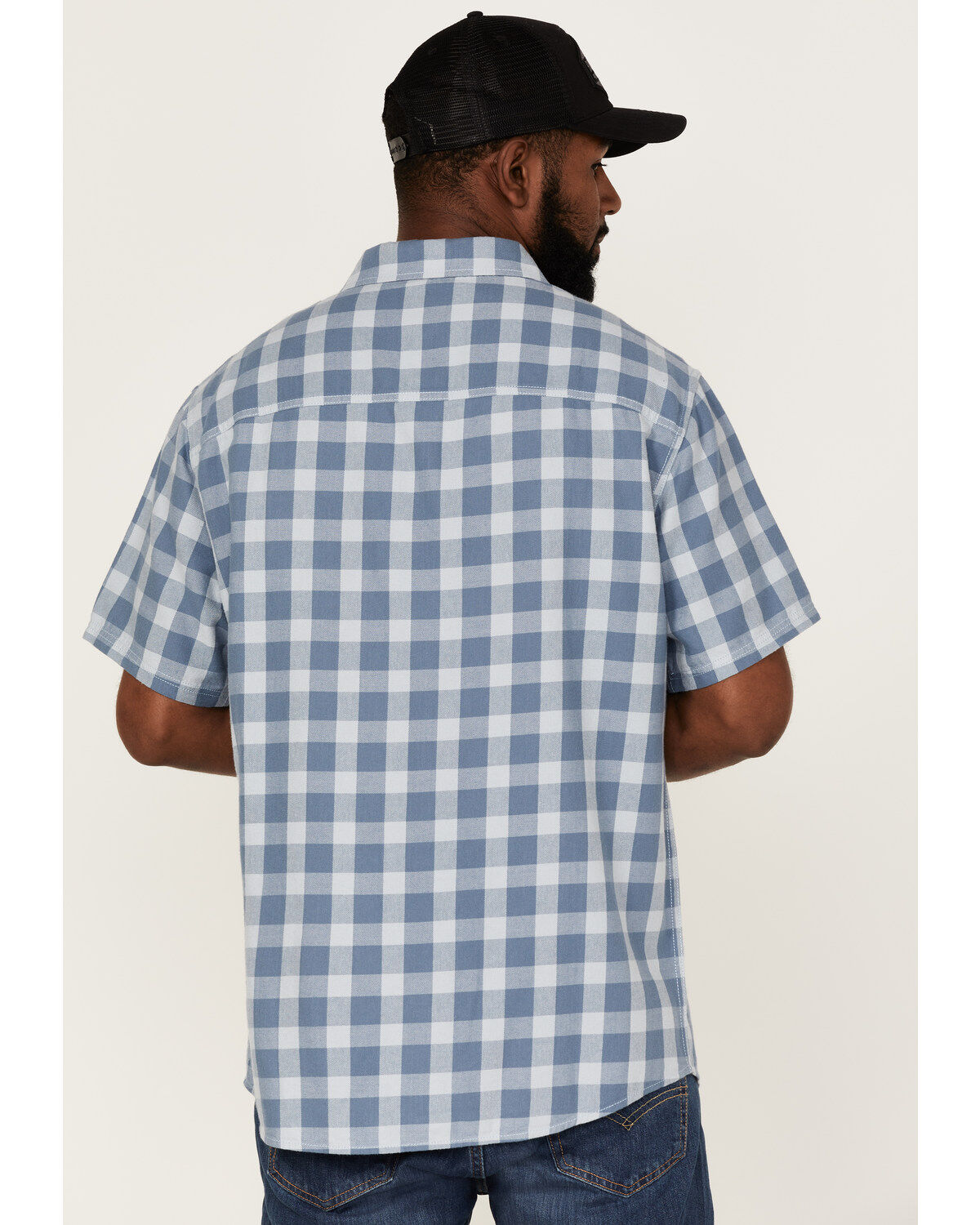 Image #4 - Brothers and Sons Men's Buffalo Check Plaid Short Sleeve Button Down Western Shirt, Indigo, hi-res