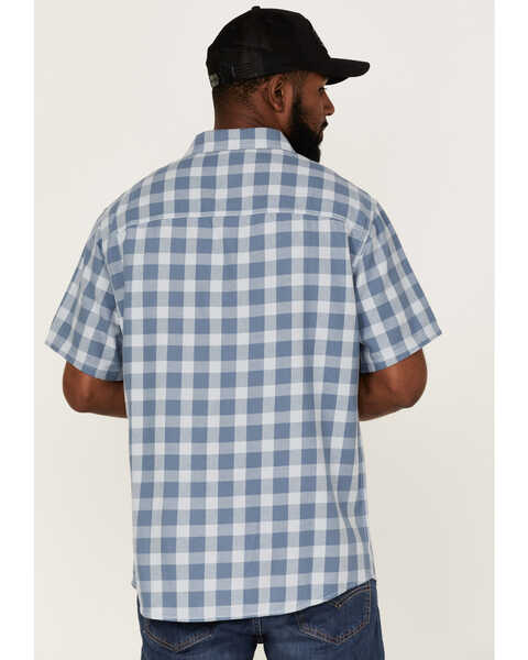 Brothers & Sons Men's Buffalo Check Plaid Short Sleeve Button Down Western Shirt , Indigo, hi-res
