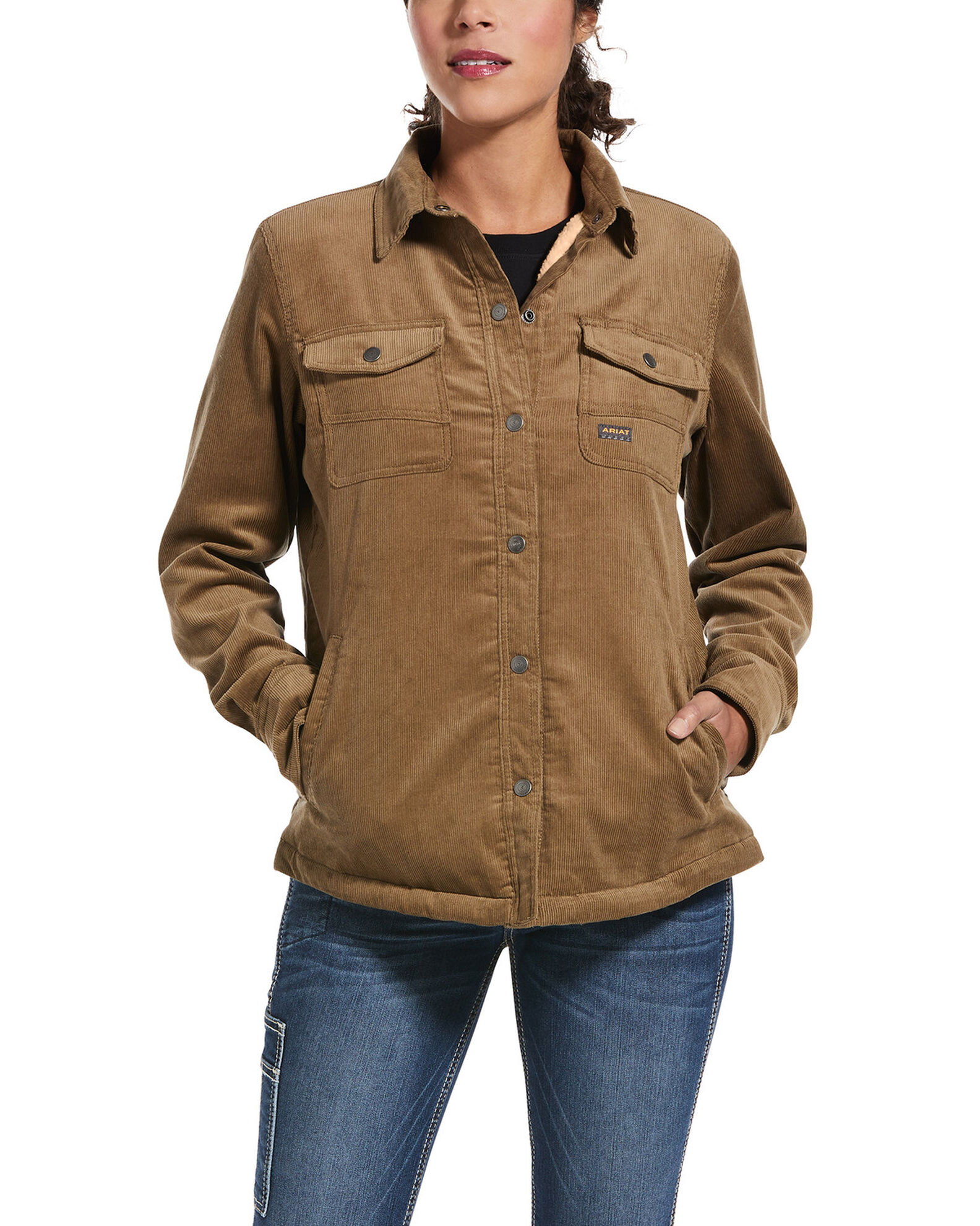 Womens khaki shirt jacket discount