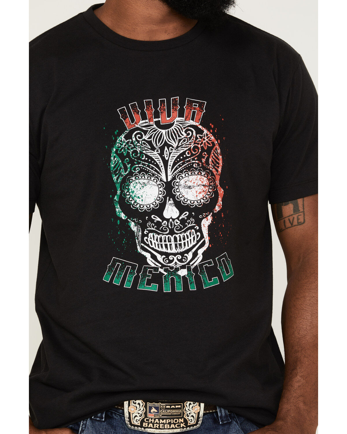 Image #3 - Cody James Men's Viva Mexico Muertos Skull Graphic Short Sleeve T-Shirt, Black, hi-res