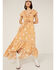 Image #1 - Beyond The Radar Women's Floral Gingham Picnic Dress, Gold, hi-res