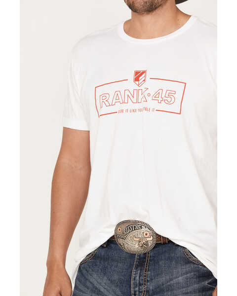 RANK 45 Men's Logo Saying Short Sleeve Graphic T-Shirt, White, hi-res