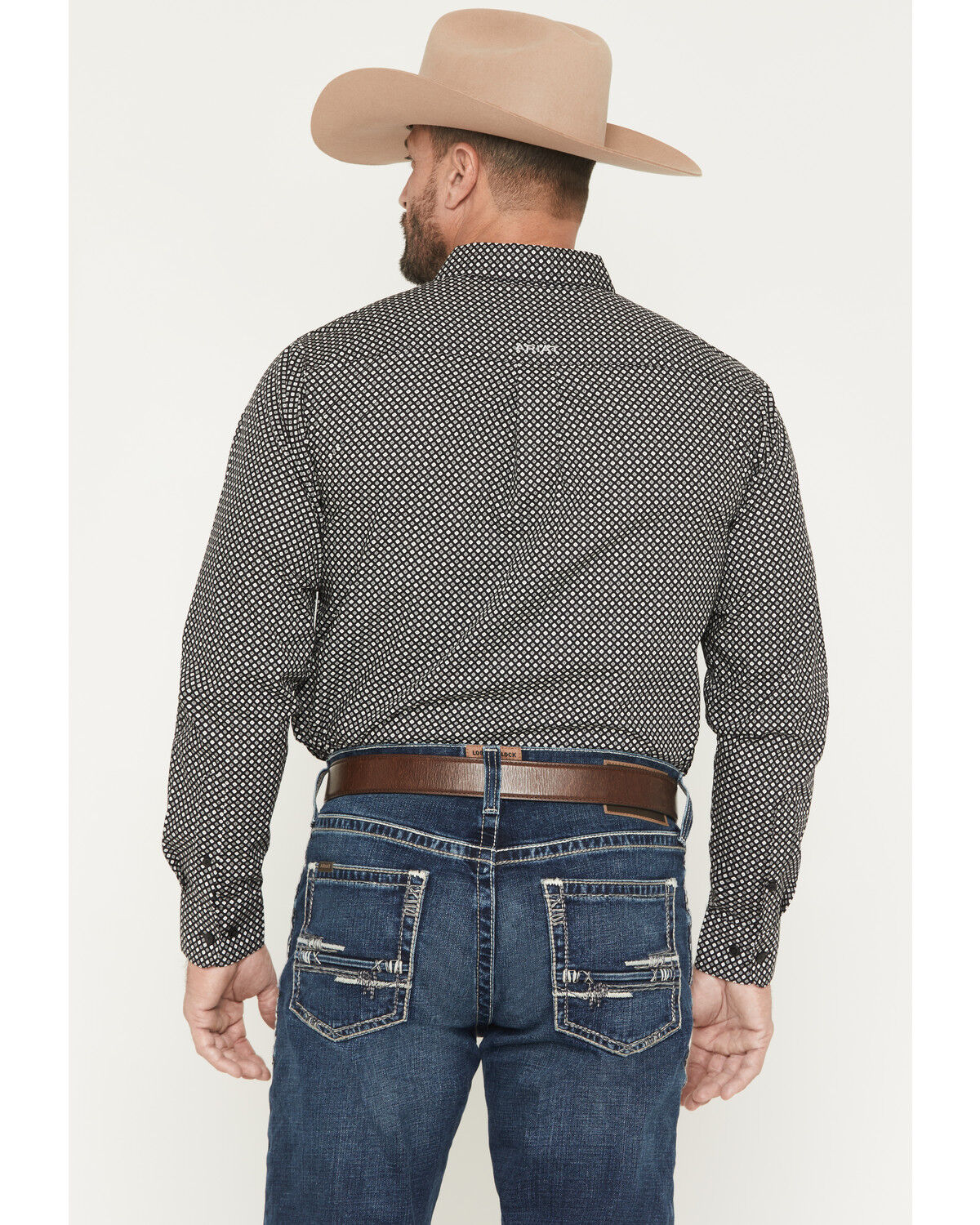 Image #4 - Ariat Men's Troy Geo Print Fitted Long Sleeve Button-Down Western Shirt, Black, hi-res