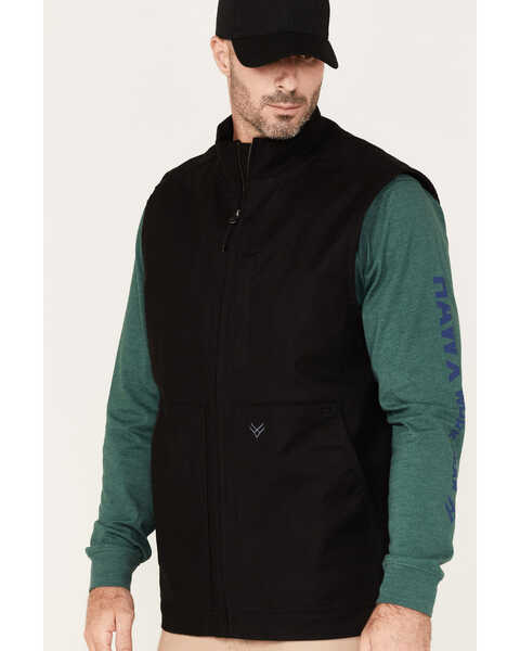 Hawx Men's Canvas Zip-Front Insulated Work Vest , Black, hi-res