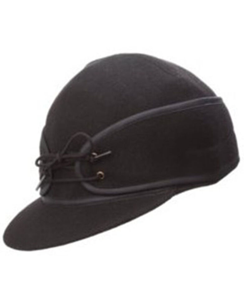 Crown Cap Men's Wool Railroad Work Hat , Black, hi-res