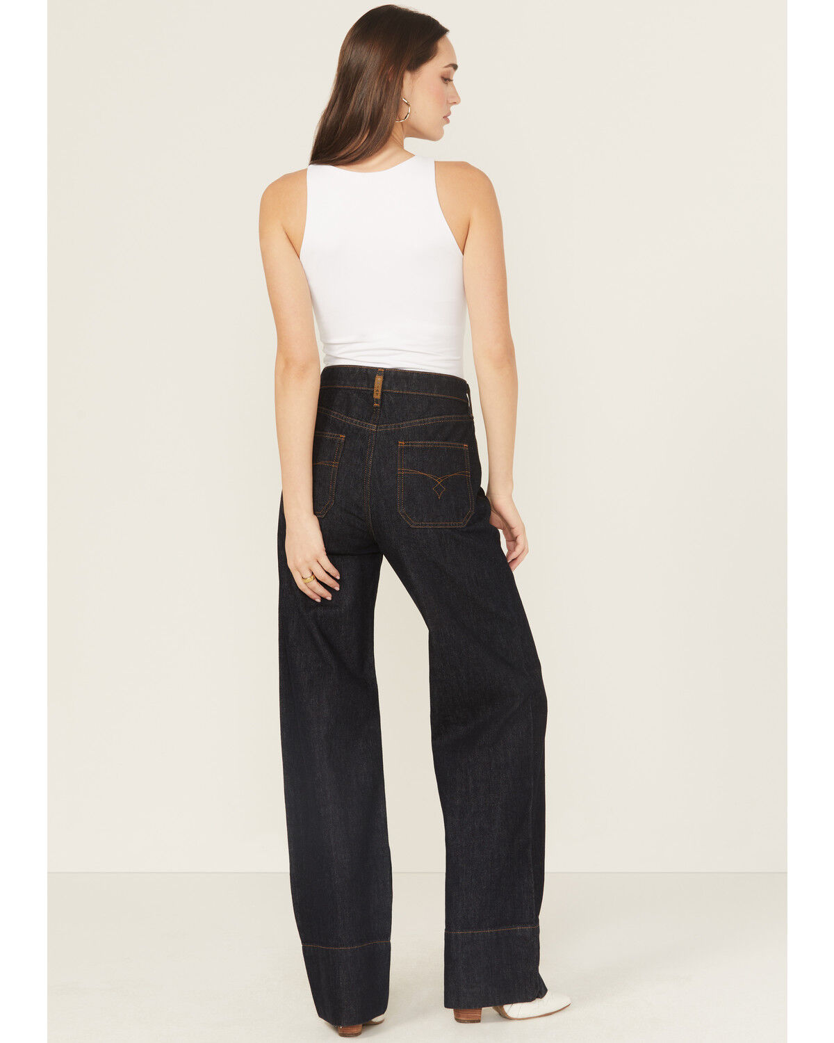 Image #3 - Ariat Women's Dark Wash Wide Leg Utility Denim Jeans, Dark Wash, hi-res
