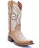Circle G Women's Straw Laser & Embroidery Western Boots - Square Toe, Cream, hi-res