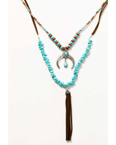 Shyanne Women's Canyon Sunset Crescent Tassel Necklace, Silver, hi-res