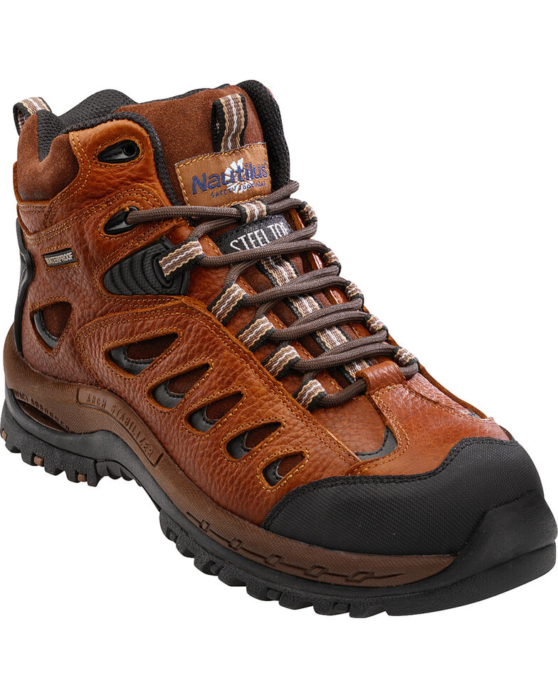 Nautilus Men's Steel Toe Waterproof Hiker Boots, Brown, hi-res