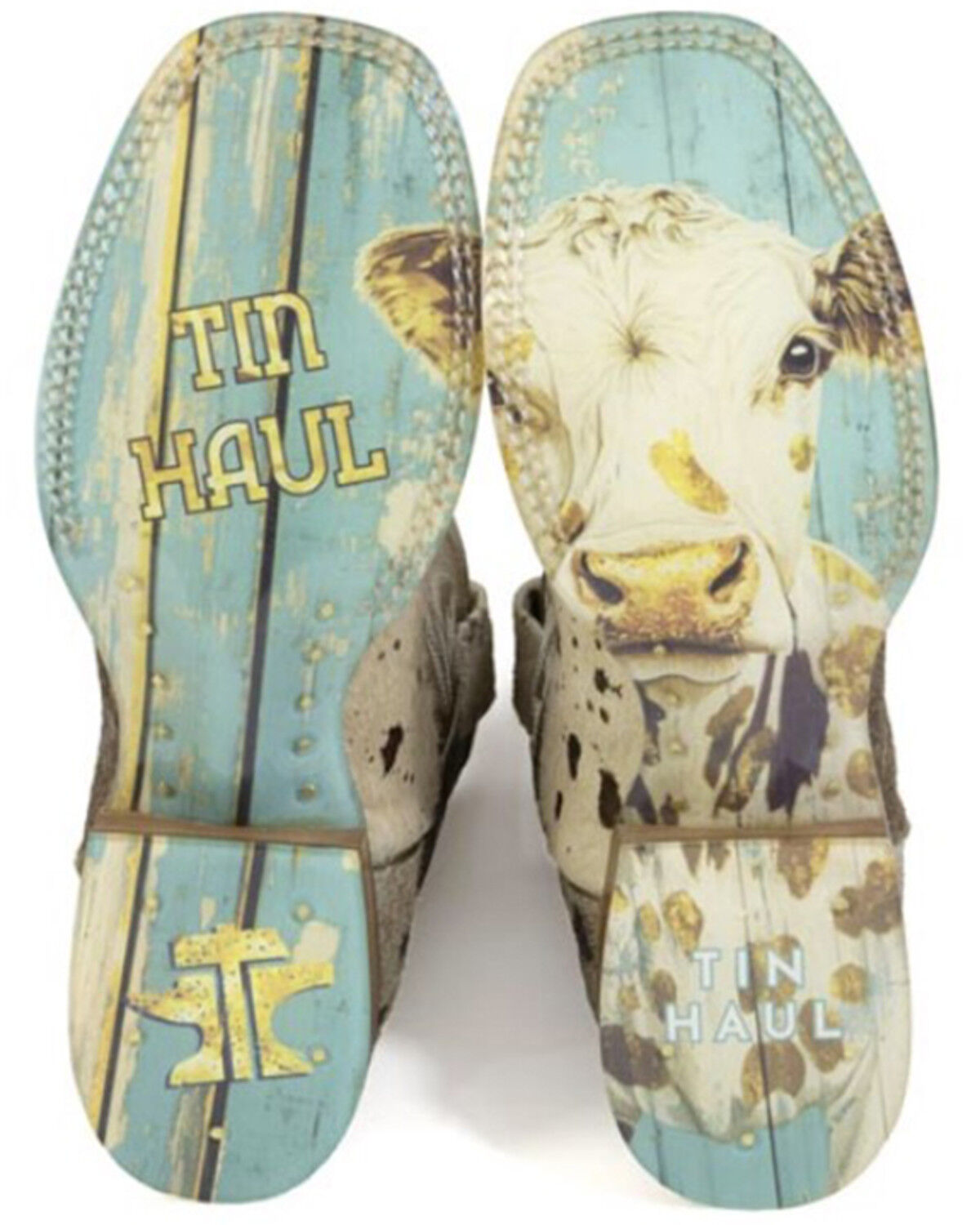 Image #3 - Tin Haul Women's Golden Charolais Hair-On Western Boots - Broad Square Toe, Tan, hi-res