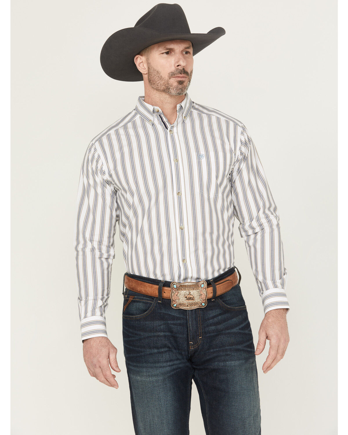 Ariat Men's Cohen Pro Series Striped Print Long Sleeve Button-Down Stretch Western Shirt