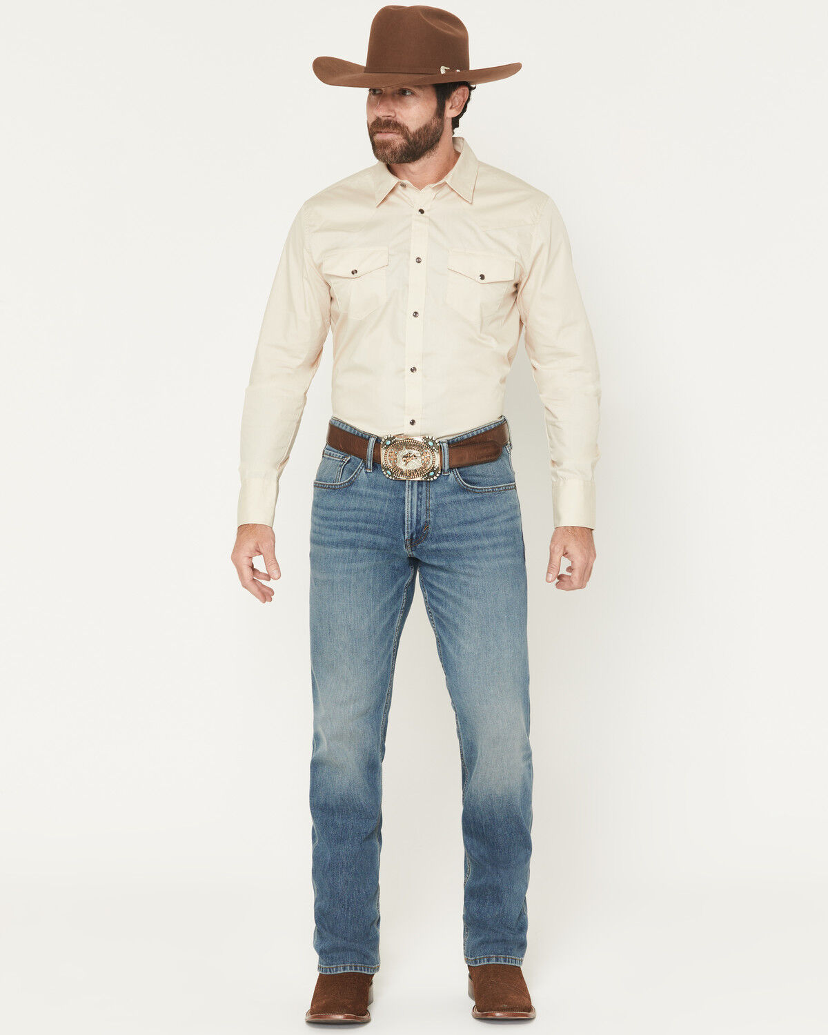 Image #1 - RANK 45® Men's Roadrunner Wash Ambush Slim Straight Stretch Denim Jeans, Medium Wash, hi-res