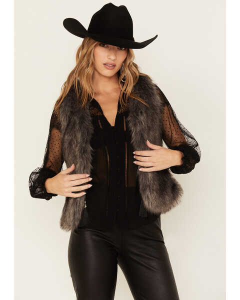 Image #1 - Shyanne Women's Faux Fur Vest, Ash, hi-res